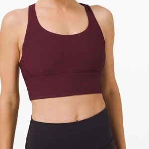 Lululemon Energy Bra Long Line Ribbed Cassis 8